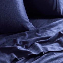 Navy Cotton Flannelette Sheet Set