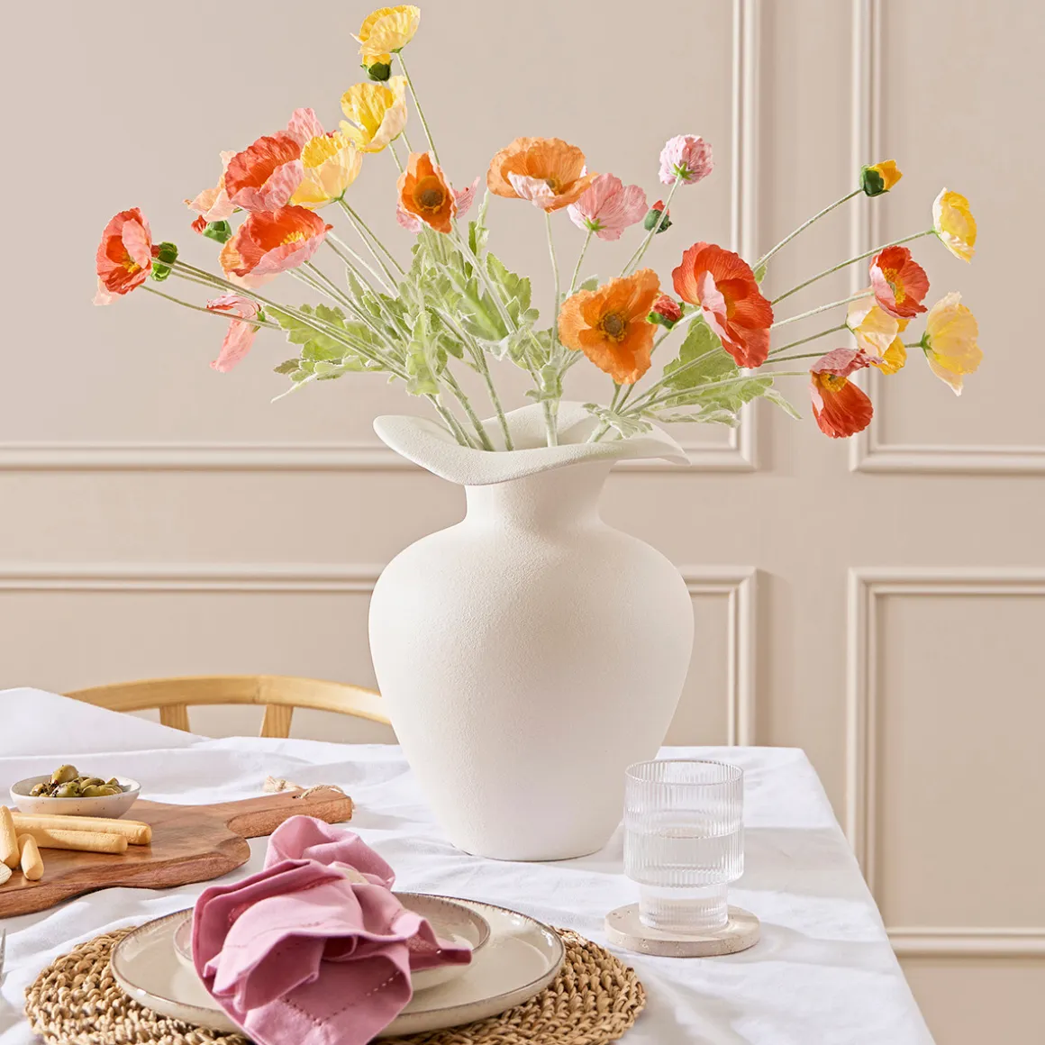 Orange Wild Poppy Artificial Flower Bouquet