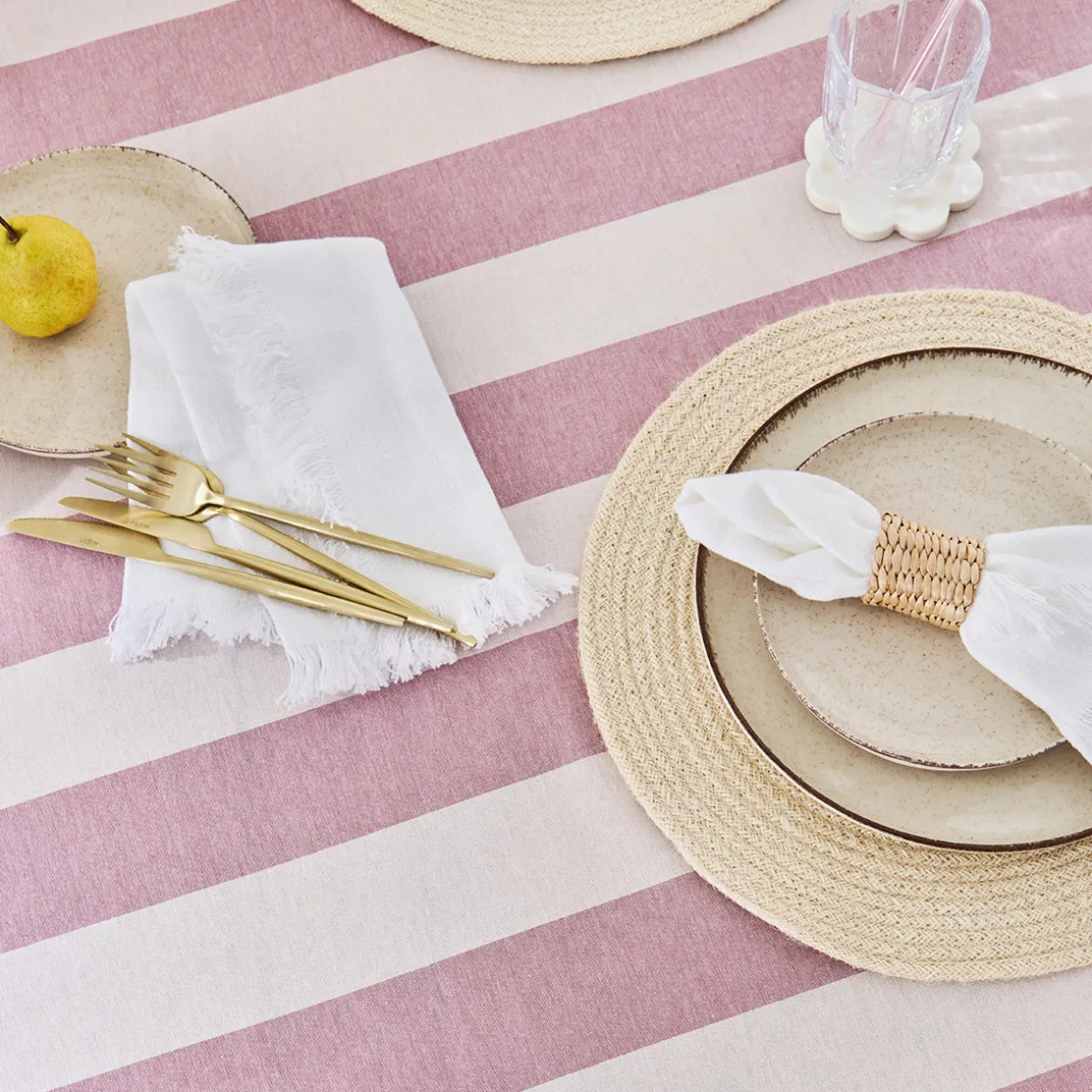 Piper Stripe Ruffle Table Cloth