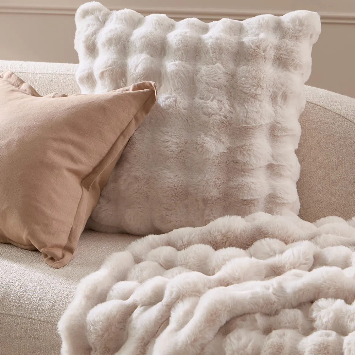 Prague Faux Fur Large Square Cushion
