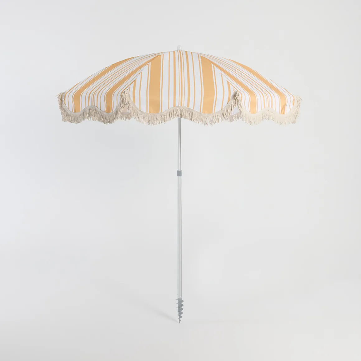 Rhodes Stripe Scalloped Fringed Beach Umbrella