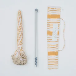 Rhodes Stripe Scalloped Fringed Beach Umbrella
