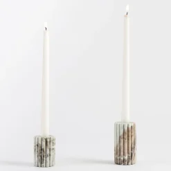 Ribbed Marble Candle Holder