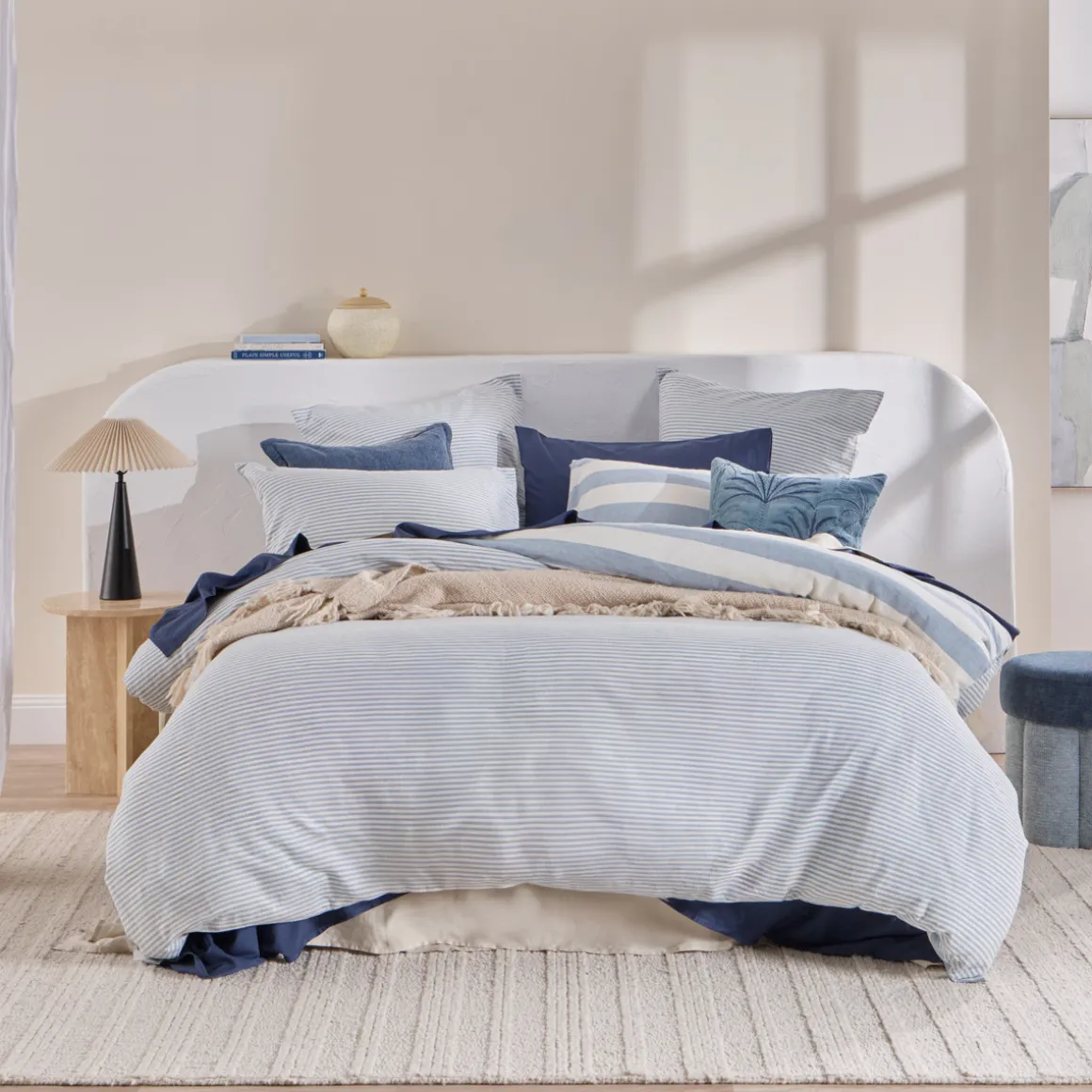 St Barts Light Blue Stripe Quilt Cover Set