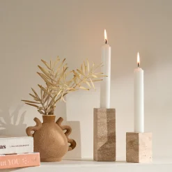 Tarra Travertine Candle Holder