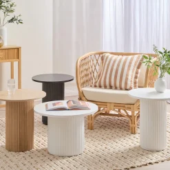 Tully White Fluted Side Table