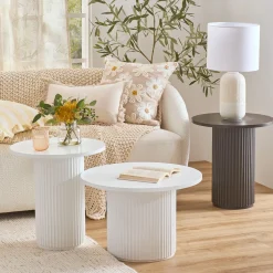 Tully White Fluted Side Table