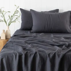 Washed Linen Charcoal Standard Pillowcase Pair