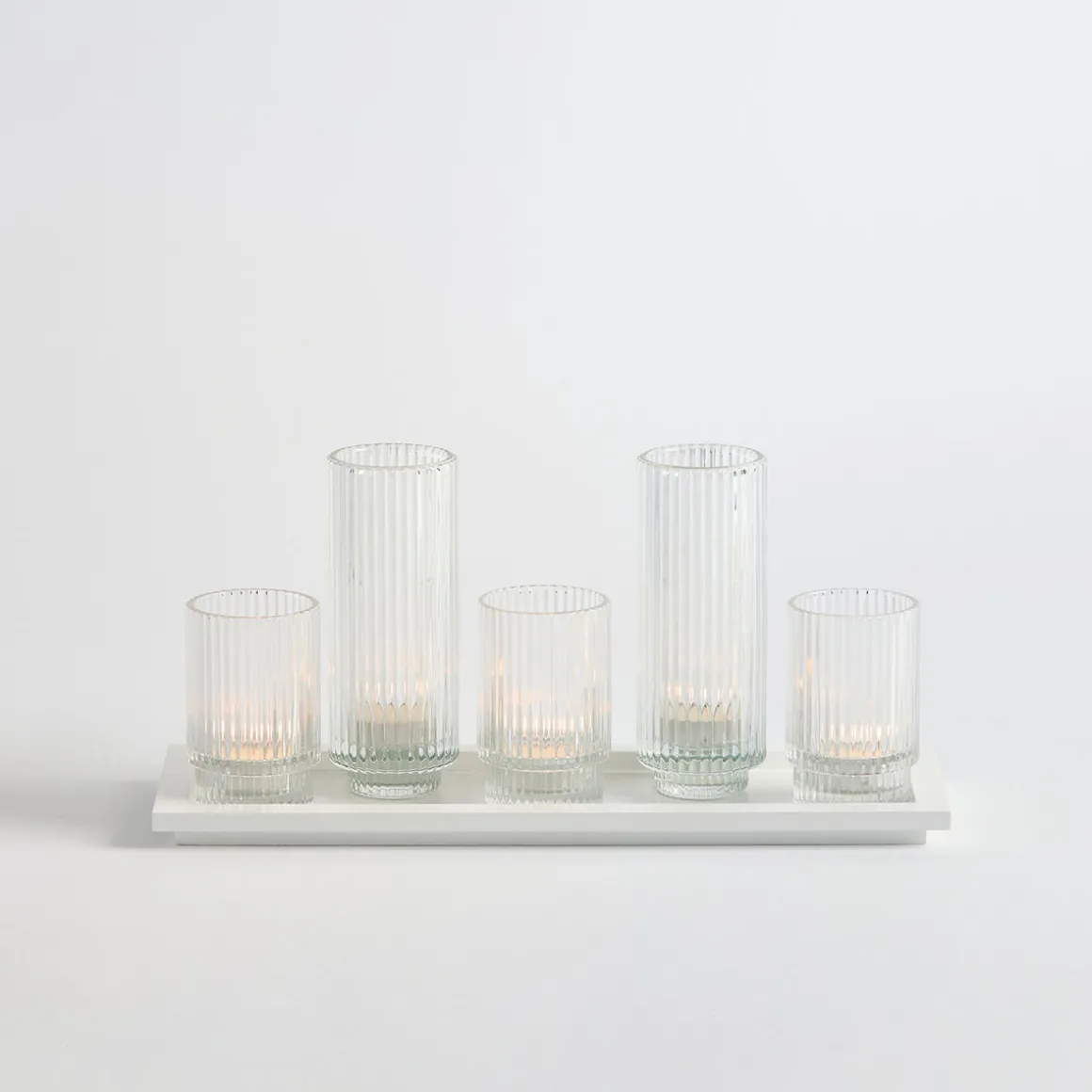 Wilder White Candle Holder on Tray